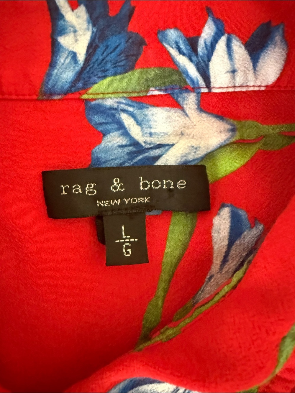 Rag & Bone New York Floral Button Front Blouse Women’s Size L 100% Viscose - Picture 3 of 5